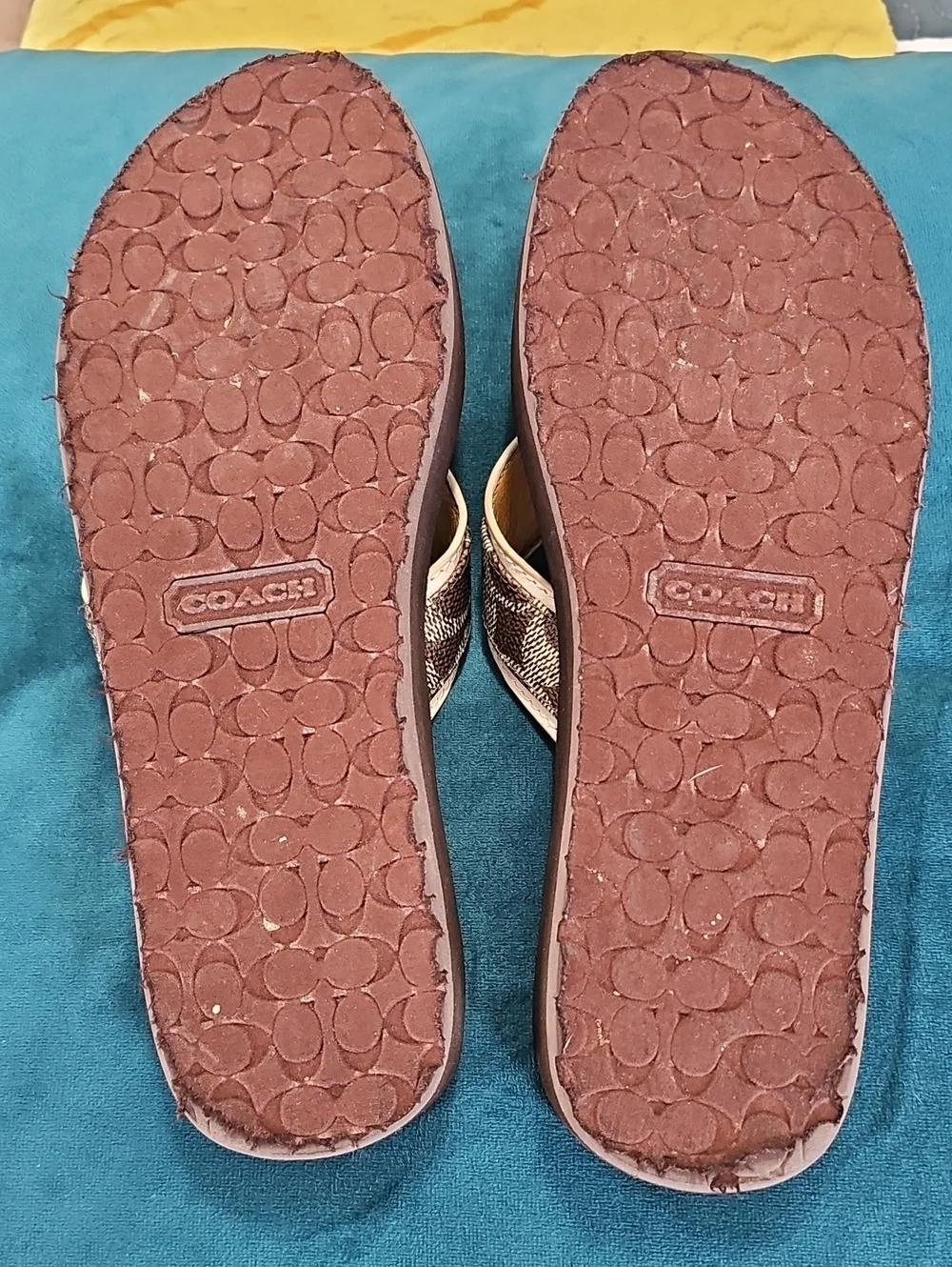COACH Judy Flip-Flop Brown Signature Print Thong Sandals